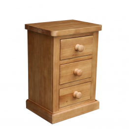York Pine Bedroom Bedside 3 drawer - Small