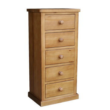 York Pine Bedroom Chest 5 Drawer Tall